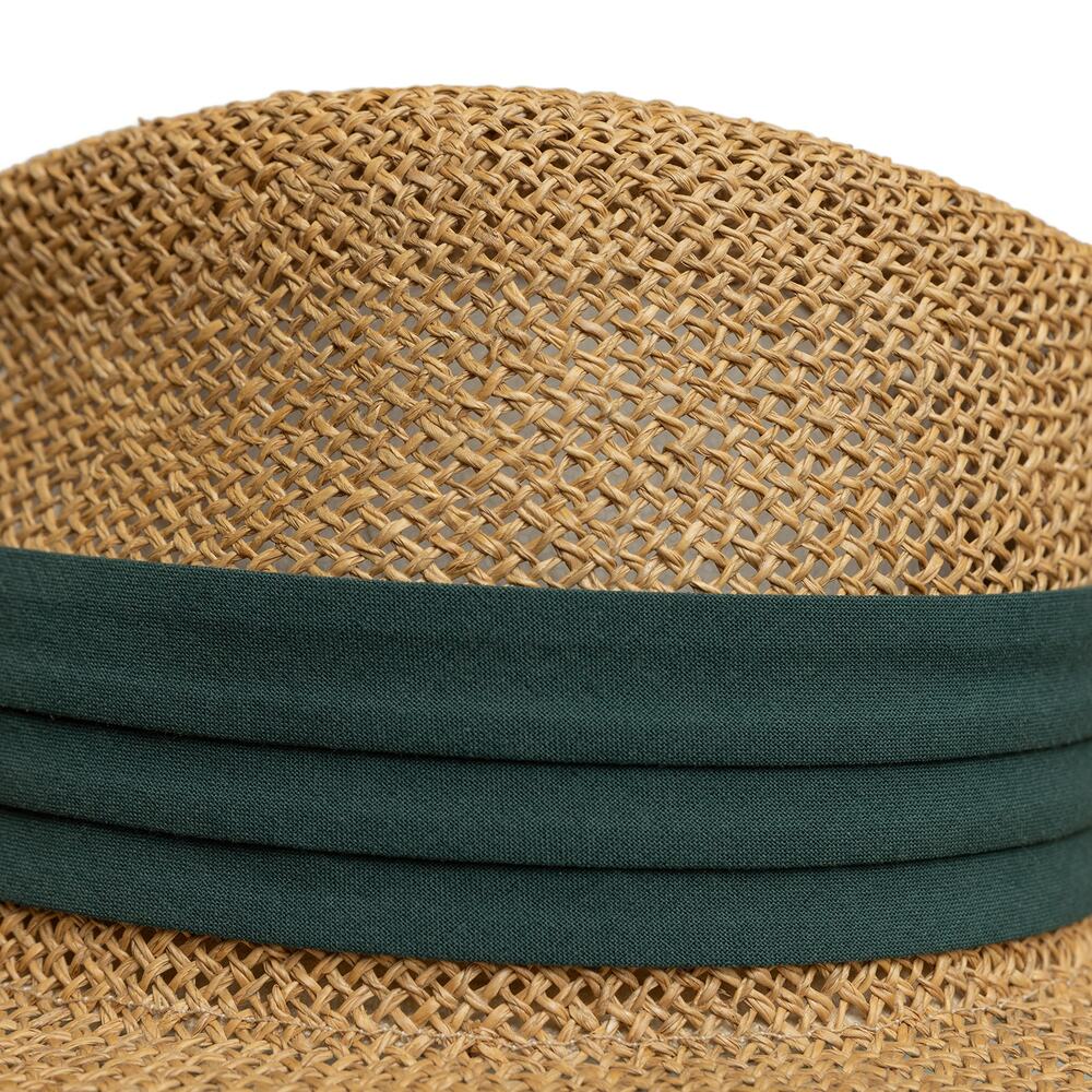 Vintage Straw Sun Hat w/ Green Fabric Havana Band - Made in USA - EUC - One Size - Picture 6 of 10